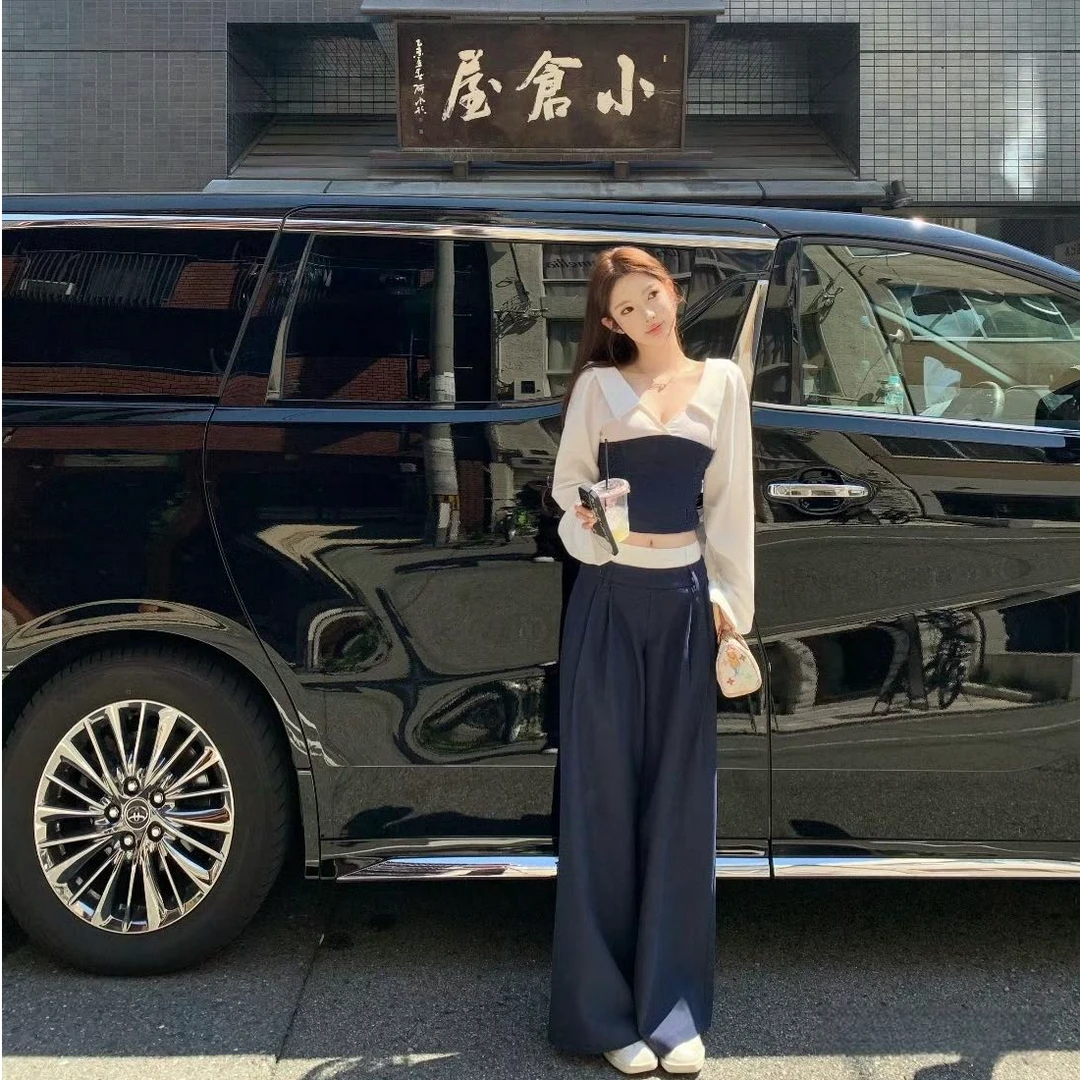 2025早秋新款时尚套装气质显瘦洋气休闲百搭性感辣妹外出长袖上衣