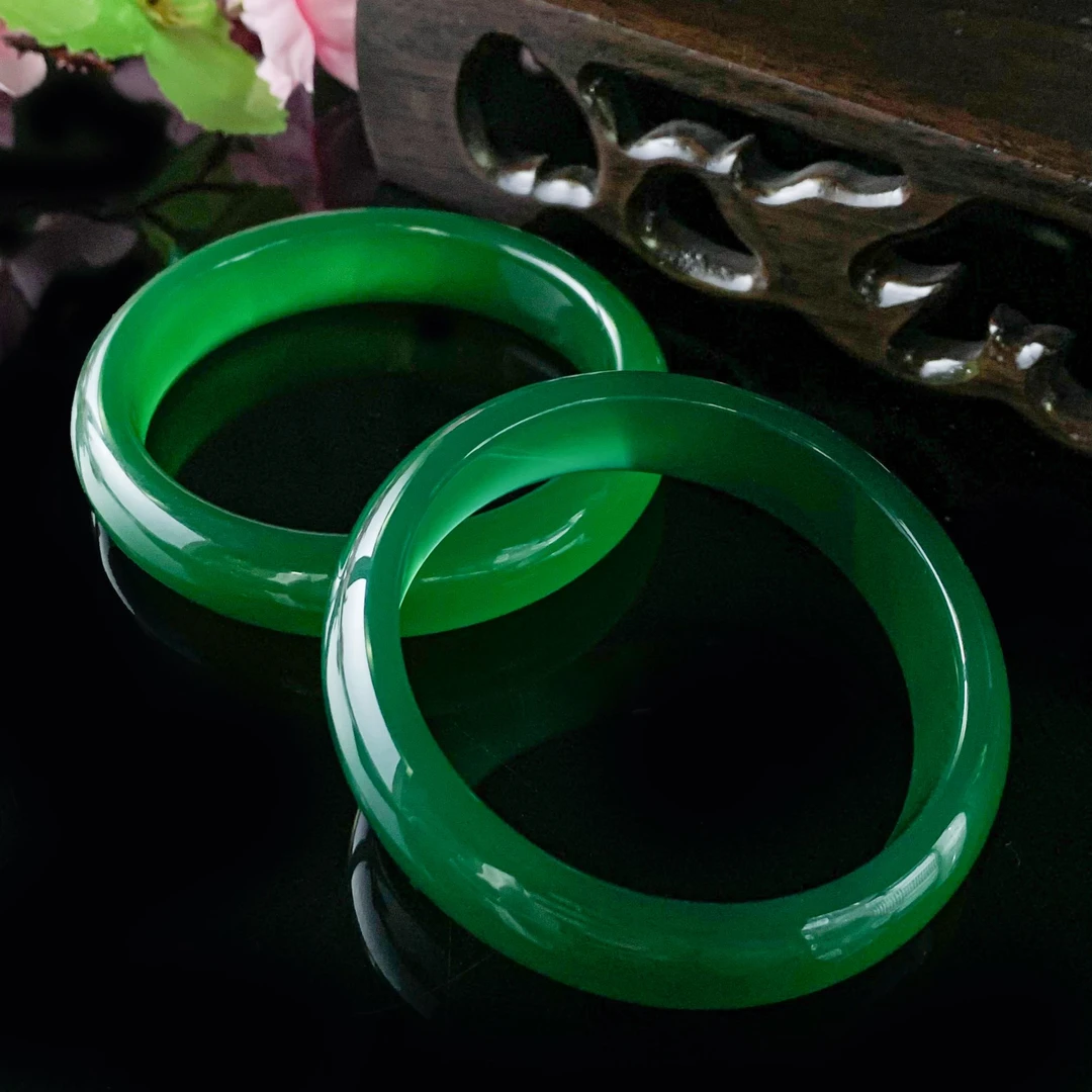 S7159【任会长珠宝】秦紫极光幽灵绿玛瑙手镯-配盒-多样性只发一件