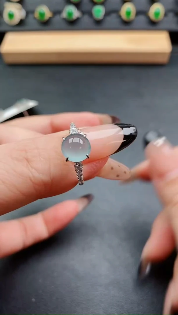 银S925镶嵌戒指翡翠1