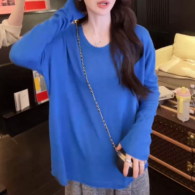 百搭舒适针织长袖T恤 奶油慕斯 春秋薄款修身上衣LK2501452