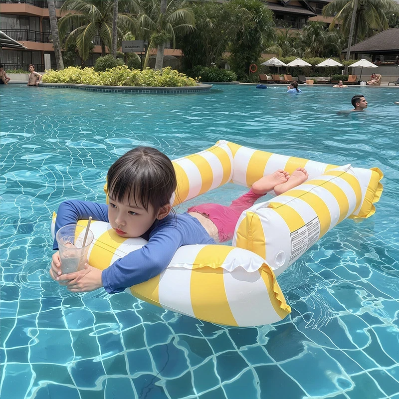新款游泳圈浮床儿童充气浮排躺椅游泳池水上漂浮神器宝宝戏水装备
