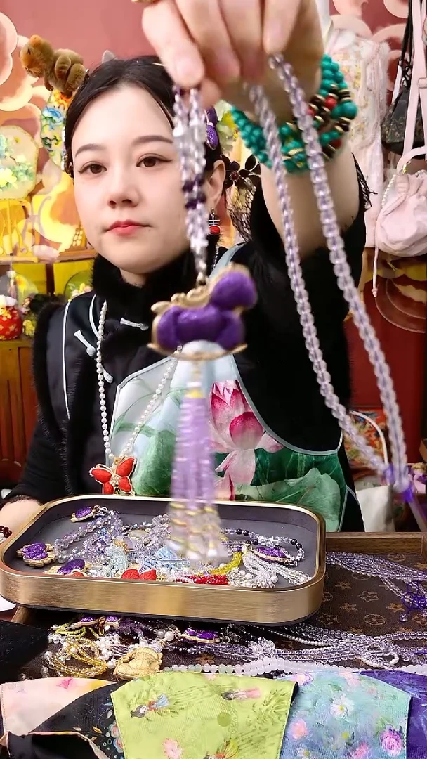 纯铜合金琉璃缂丝毛衣链