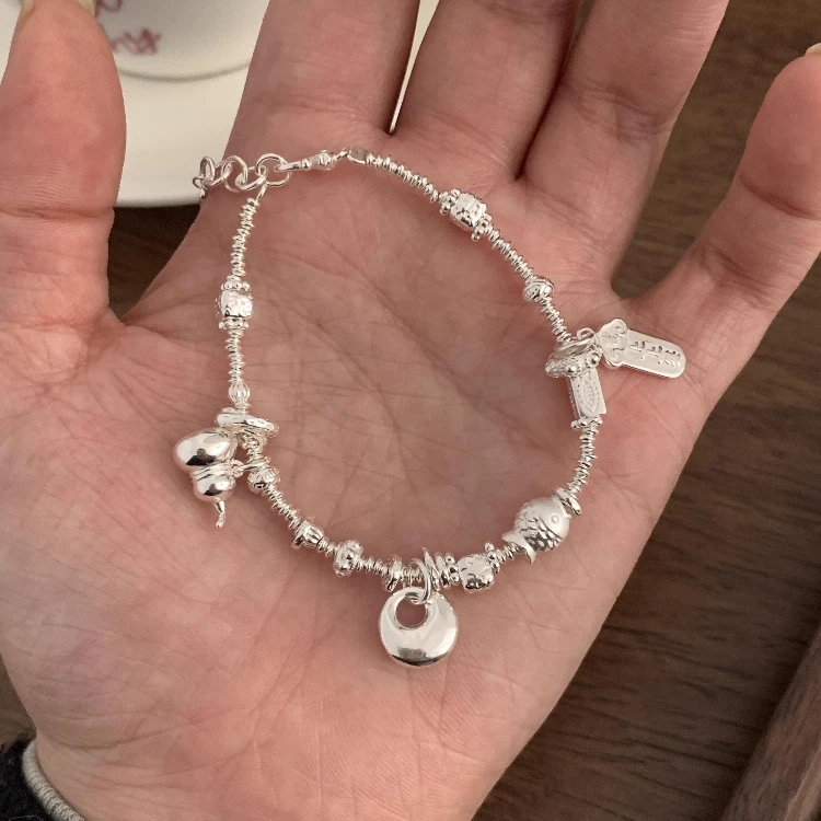 碎银子小胖福999纯银手链葫芦盘缠女ins风情人节礼物