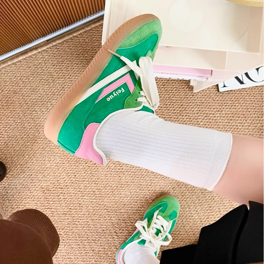 飞跃德训鞋女2025春夏新款鞋子女学生厚底休闲百搭运动爆款板鞋