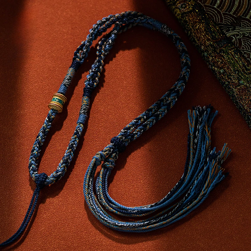 手工编织高端藏式唐卡挂绳吊坠绳子手搓棉线平安手工编织平安扣挂