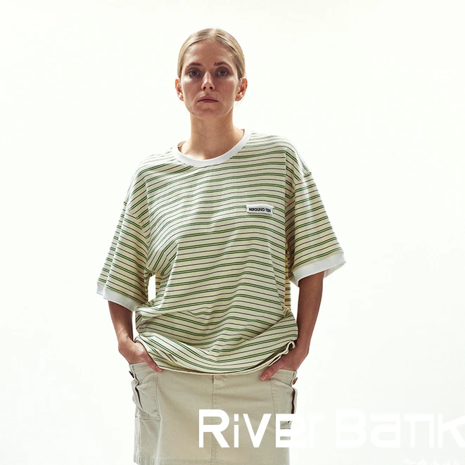 河岸家买手店设计师REFOUND TEN休闲基础圆领条纹短袖T恤25春