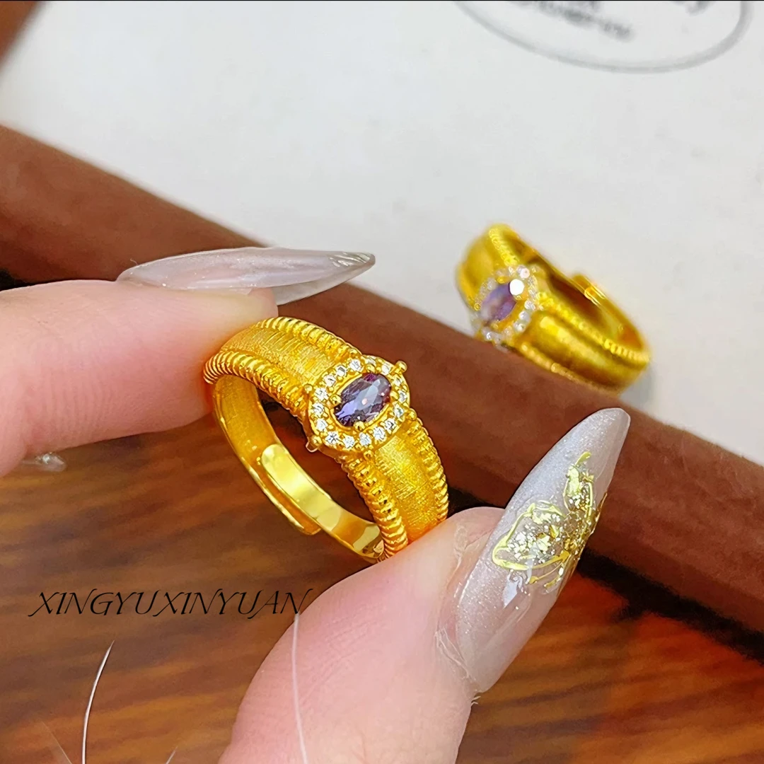 合金戒指 紫色锆石开口戒指手工轻奢宫廷风多样性发货 21279