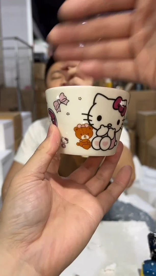 瓷片小号白色kt猫酸奶杯
