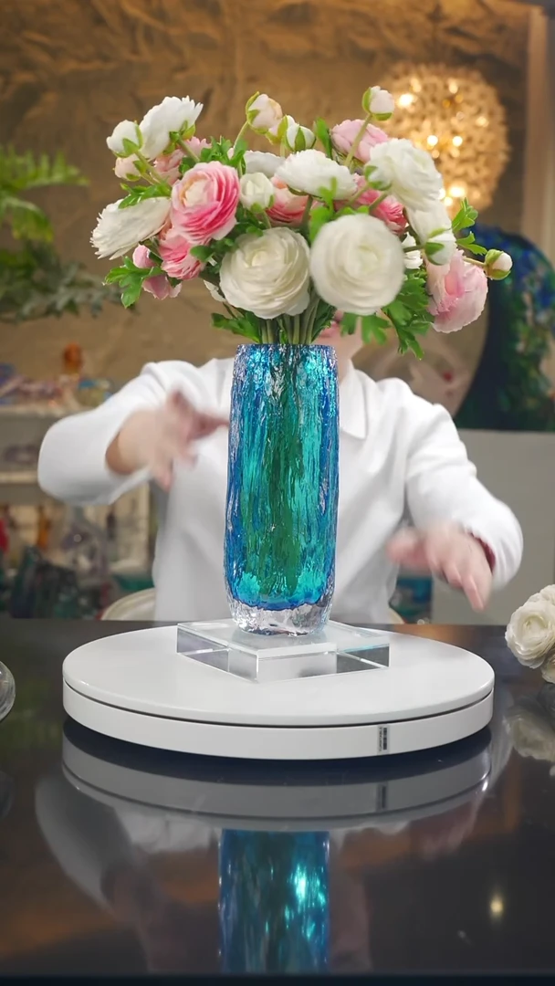 手工艺品琉璃蓝宝石冰川纹花器