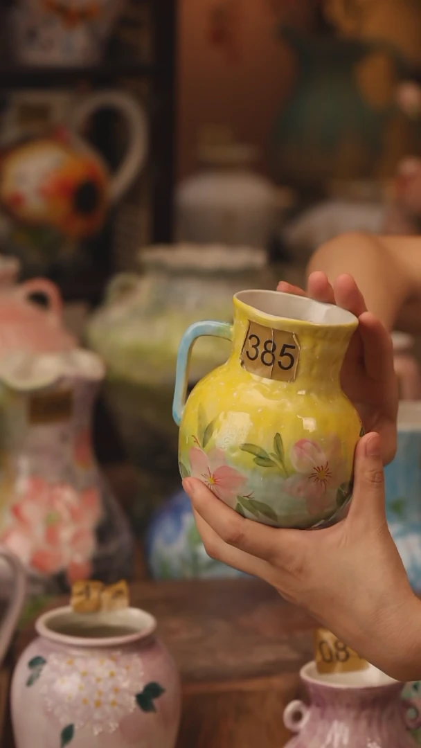 陶瓷385景德镇设计师手作花器摆件侘寂风