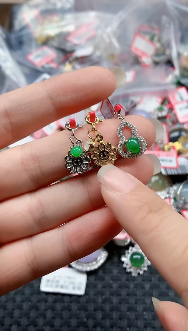 银S925镶嵌戒指翡翠天然A货缅甸翡翠