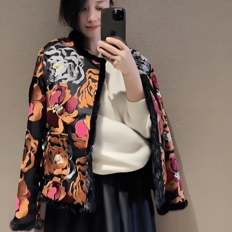 诺谰【默认绣花不对称】正品水貂毛两面穿皮草外套时尚年轻款2002