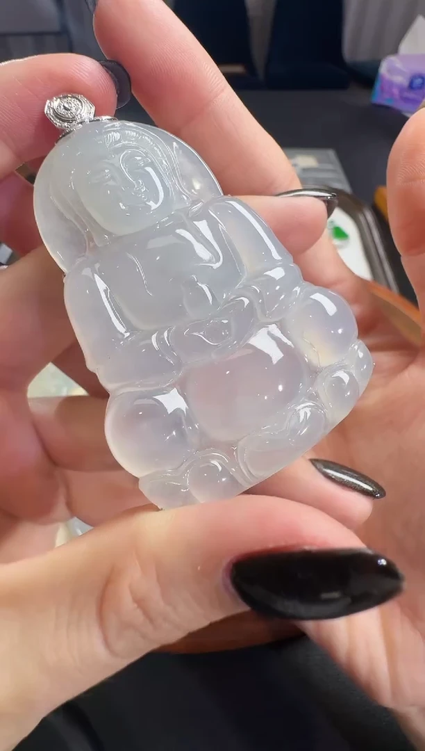 吊坠(不含链)18K金镶嵌翡翠【源头工厂】钻石镶嵌