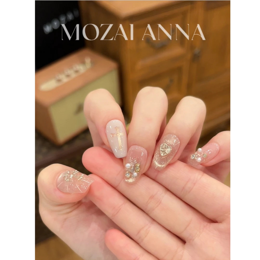 茉哉III【圣光信仰】【AB甲】纯手工定制美甲拆卸穿戴甲A4989