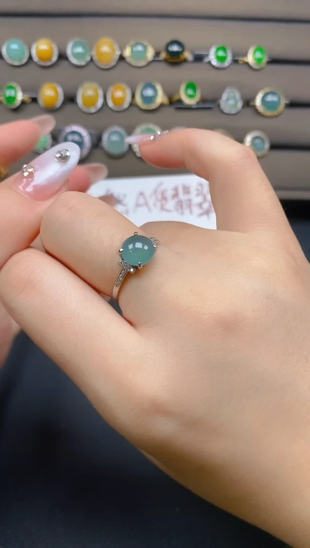 翡翠戒指银S925镶嵌5