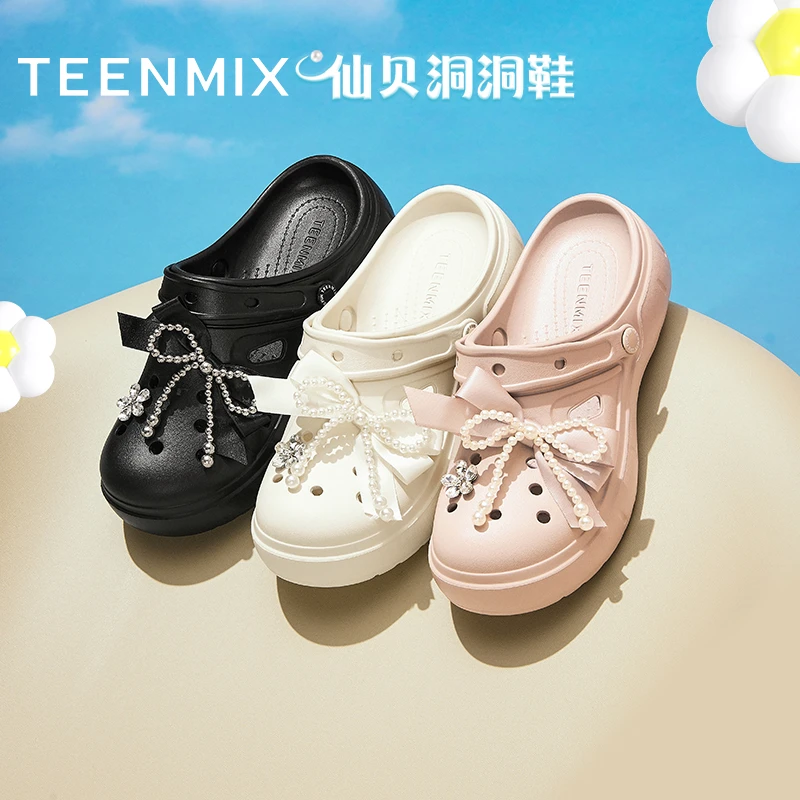 【百丽集团-天美意】25夏新款蝴蝶结百搭休闲女洞洞鞋CH802BL5