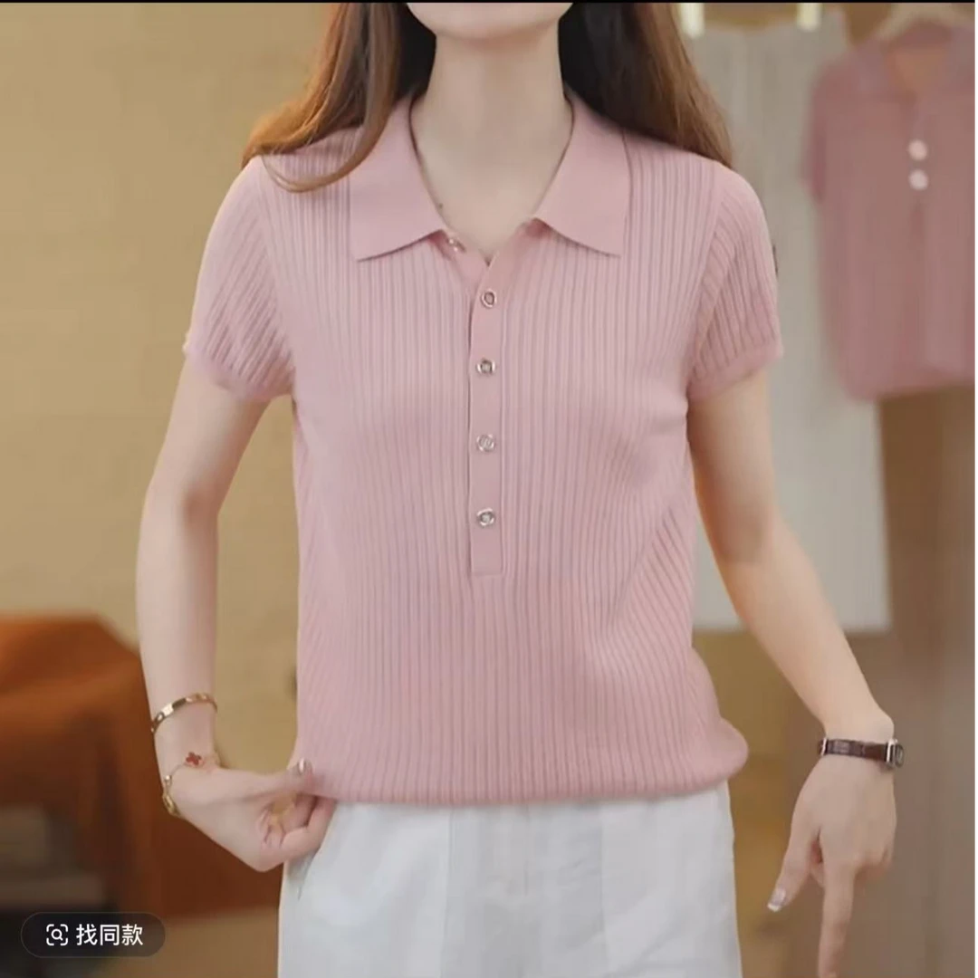 夏季新品短袖半开POLO衫薄款上衣