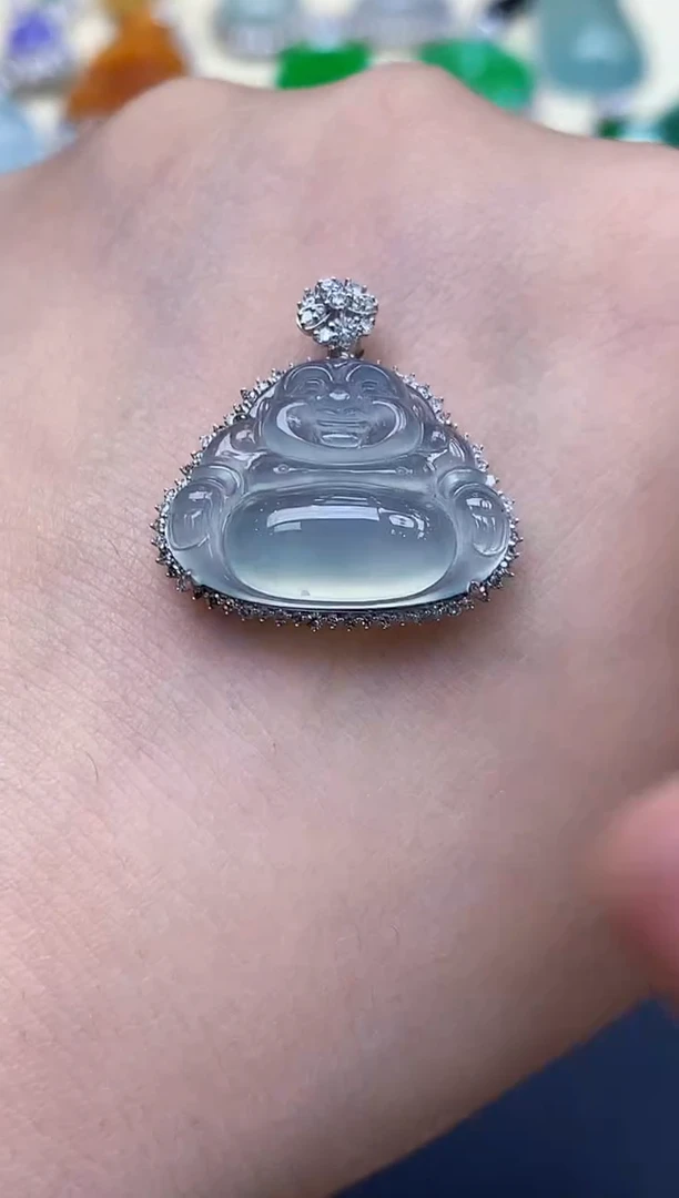 颈饰18K金镶嵌翡翠553-中国好珍宝