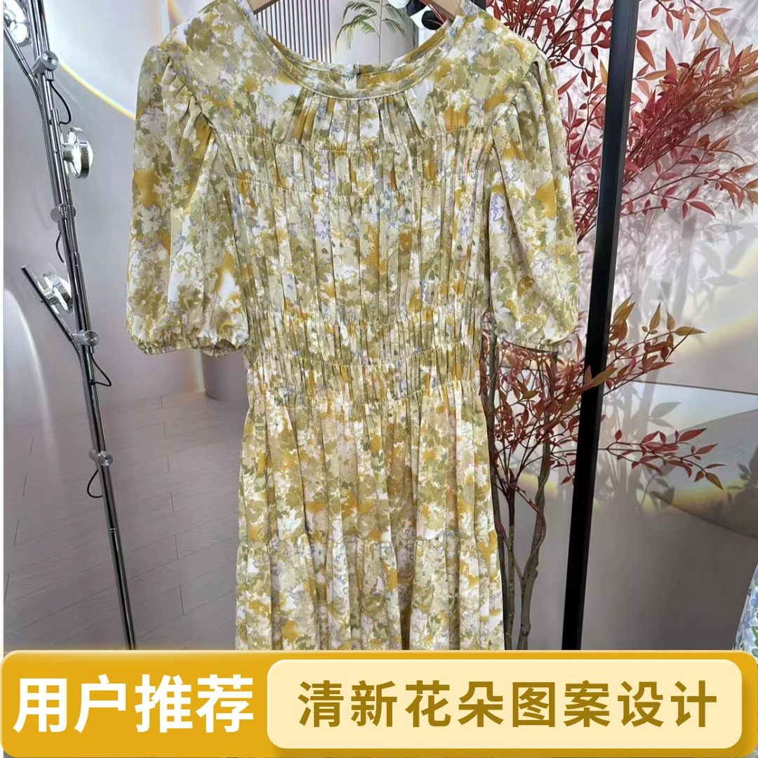 法式夏季连衣裙碎花连衣裙休闲长裙藏族风格（编号208）