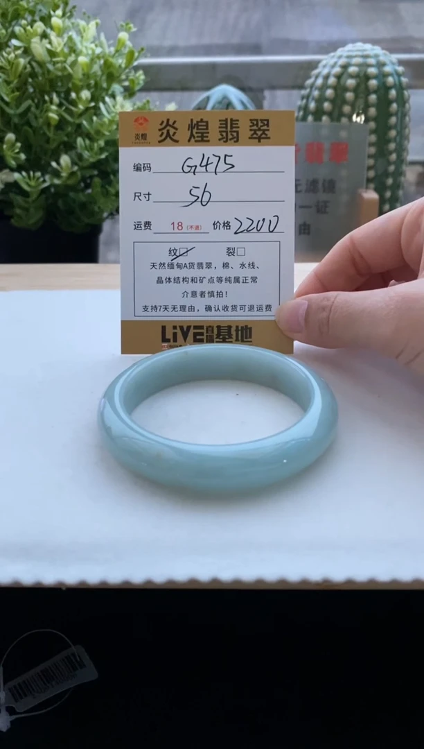 未镶嵌手镯翡翠56.1圈口 编码G475