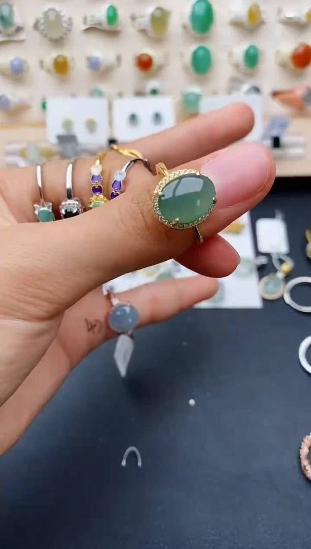 【闪购商品】翡翠戒指银S925镶嵌缅甸翡翠