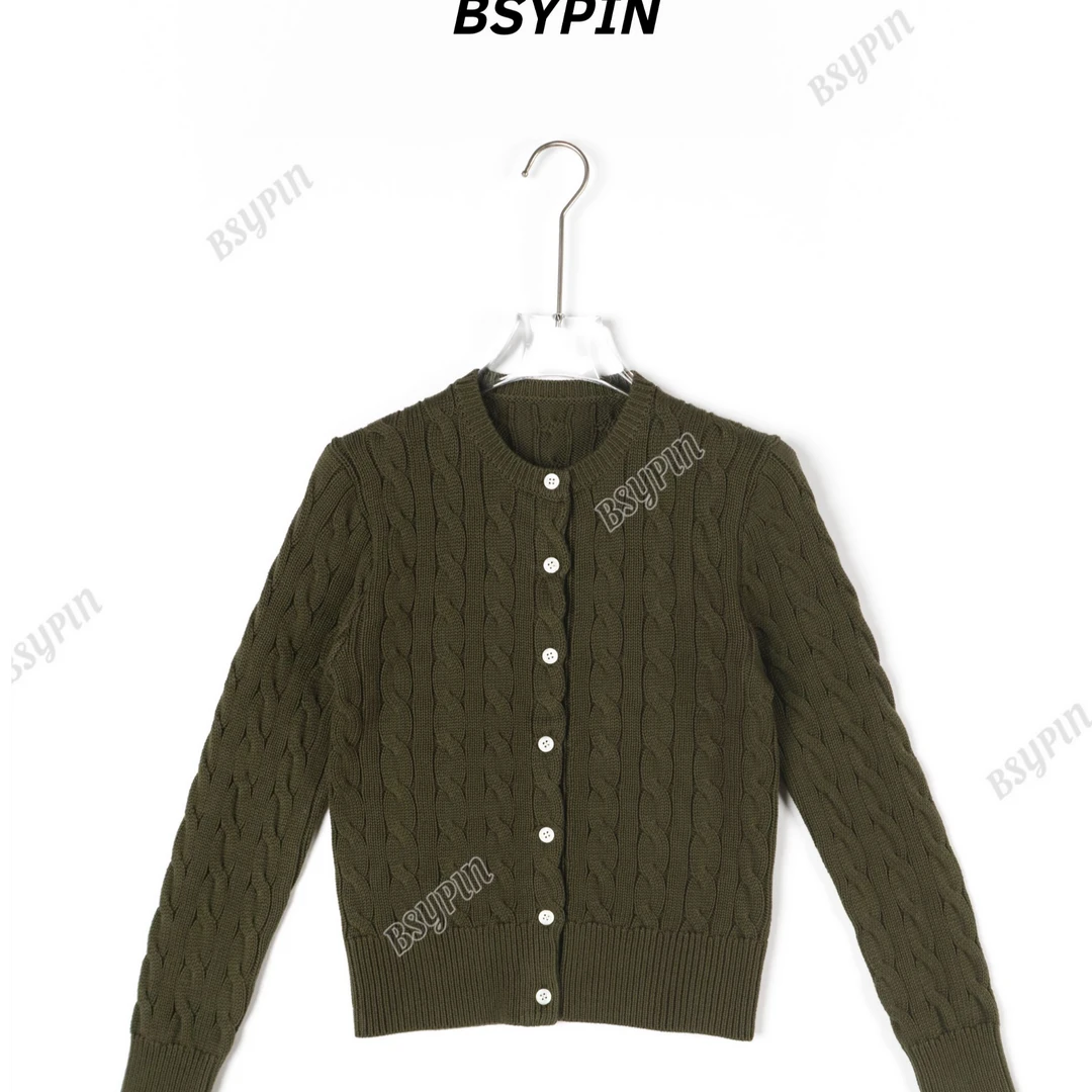 BSYPIN/伯尚优品 老钱风圆领针织开衫女款棉线百搭气质款 BS24194