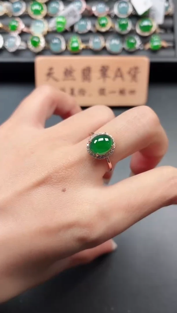 银S925镶嵌戒指翡翠111