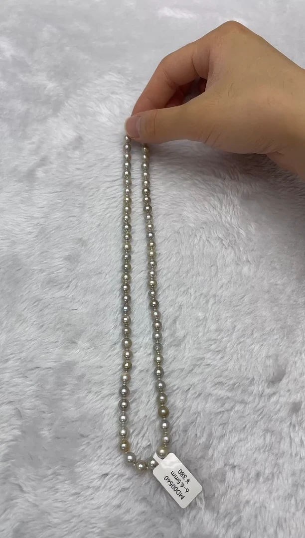 海水珍珠银S925镶嵌项链AK真多麻6-6.5mm