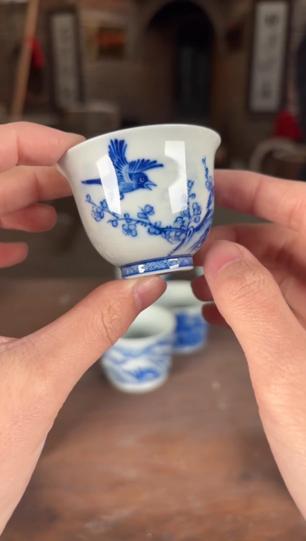 【闪购商品】杯看山柴窑青花看山柴窑青花