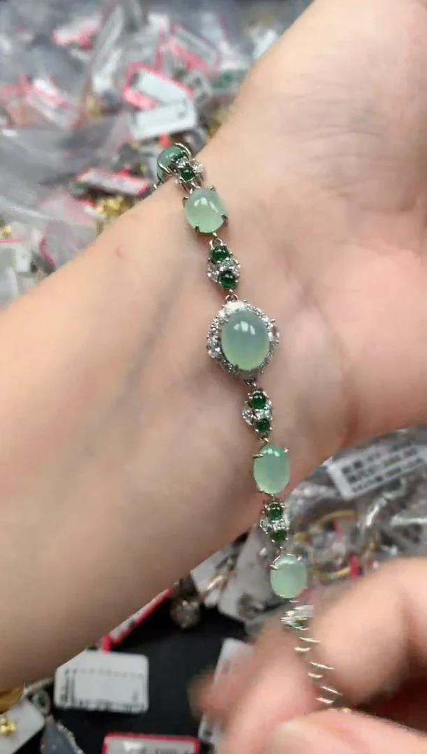 翡翠戒指银S925镶嵌天然A货缅甸翡翠