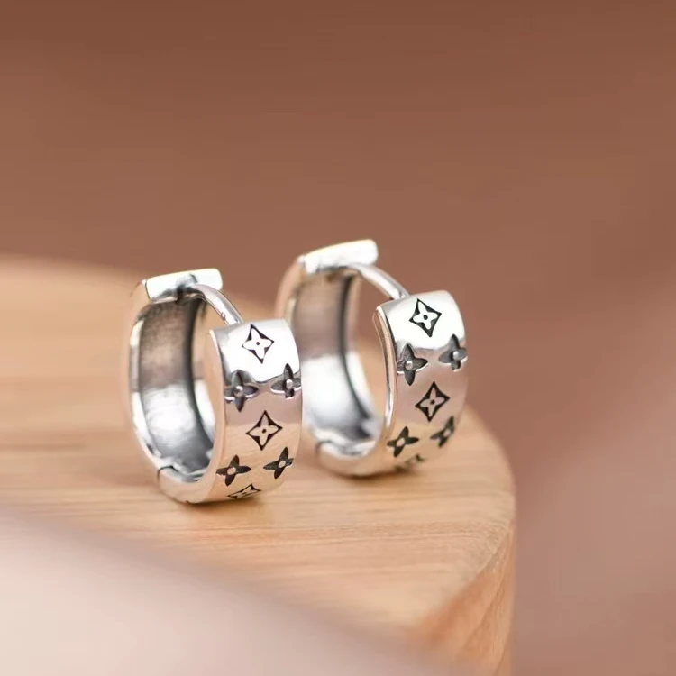 925银耳饰 纯银老花耳扣耳环饰品耳圈