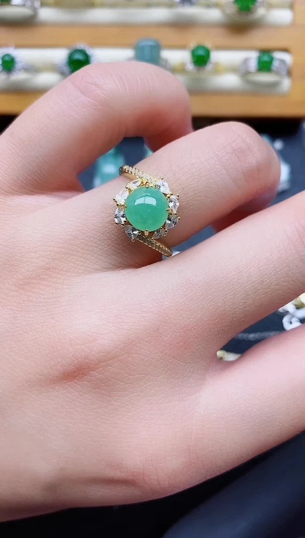 银S925镶嵌戒指翡翠1