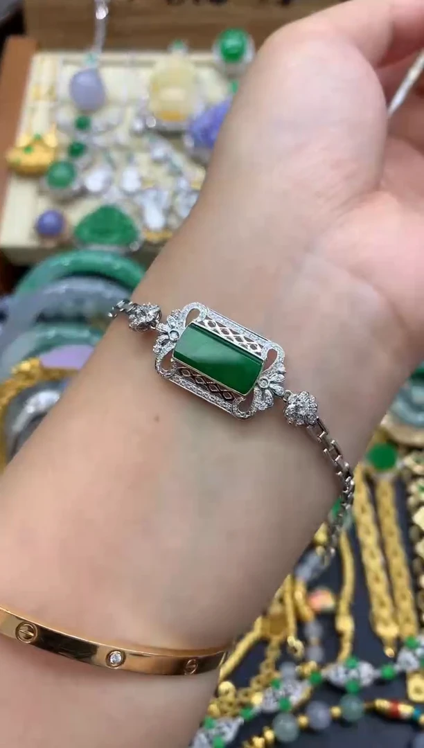 18K金镶嵌手链翡翠458-中国好珍宝