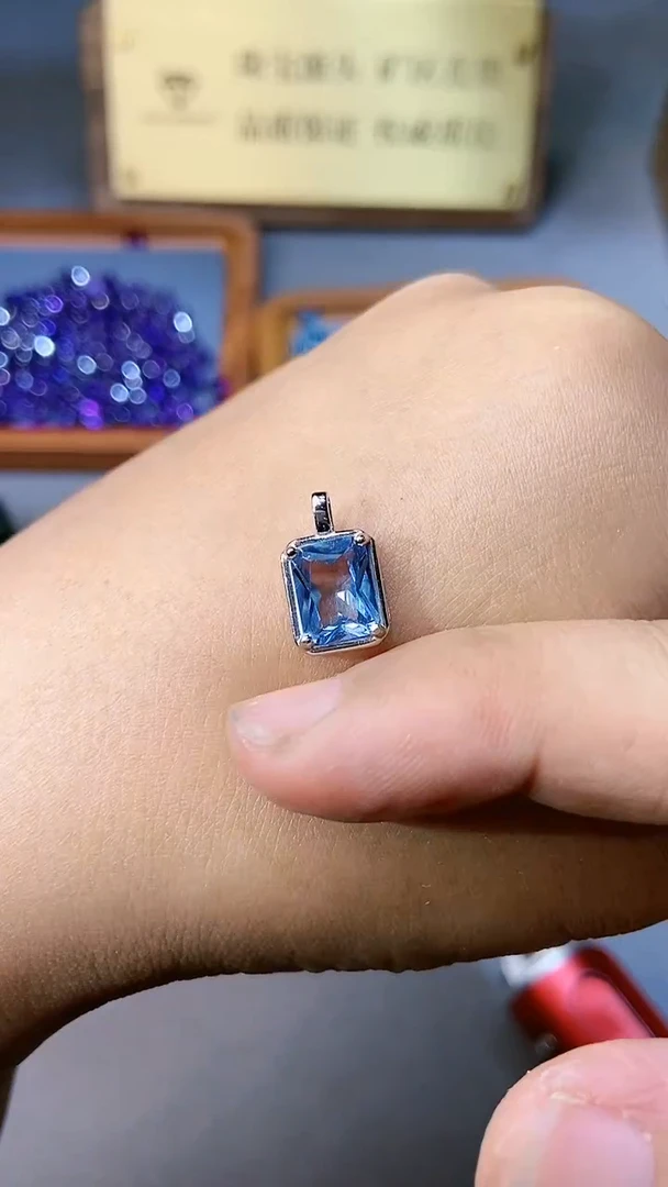 【闪购商品】海蓝宝石颈饰银S925镶嵌354