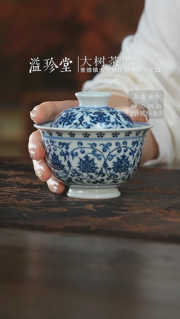 杯三方器合缠枝莲双狮盖碗