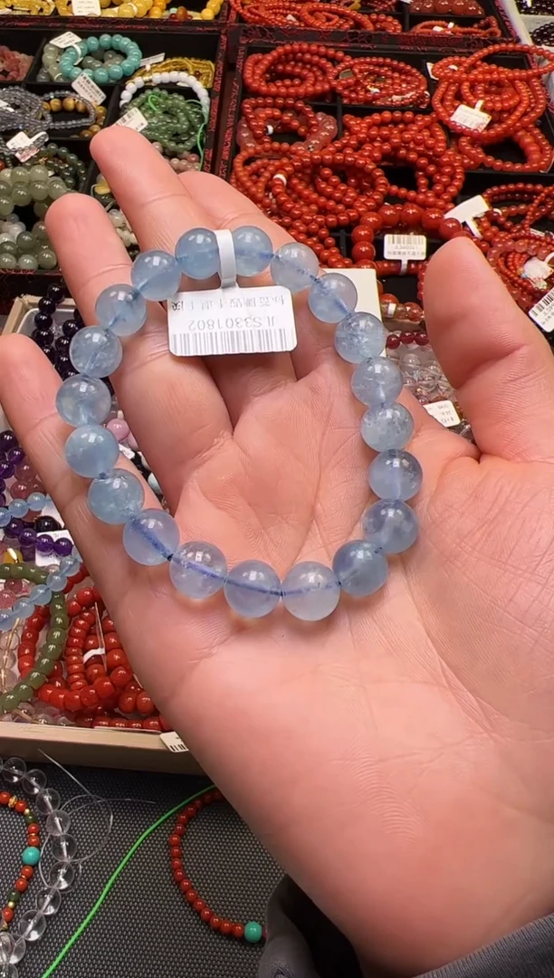 海蓝宝石手链未镶嵌海蓝宝单圈手串