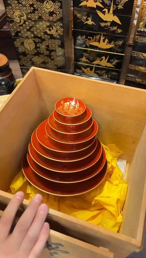 沈金雕刻 天目盏九个套组