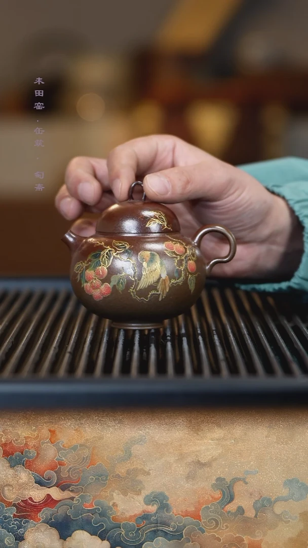 茶壶紫砂胭脂红柴烧天茶星紫泥荔枝雀鸟宝葫芦180cc