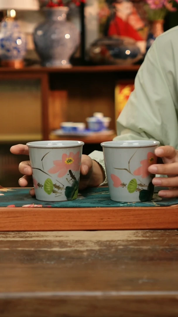 瓷片景德镇纯手工釉下彩精品茶具水杯
