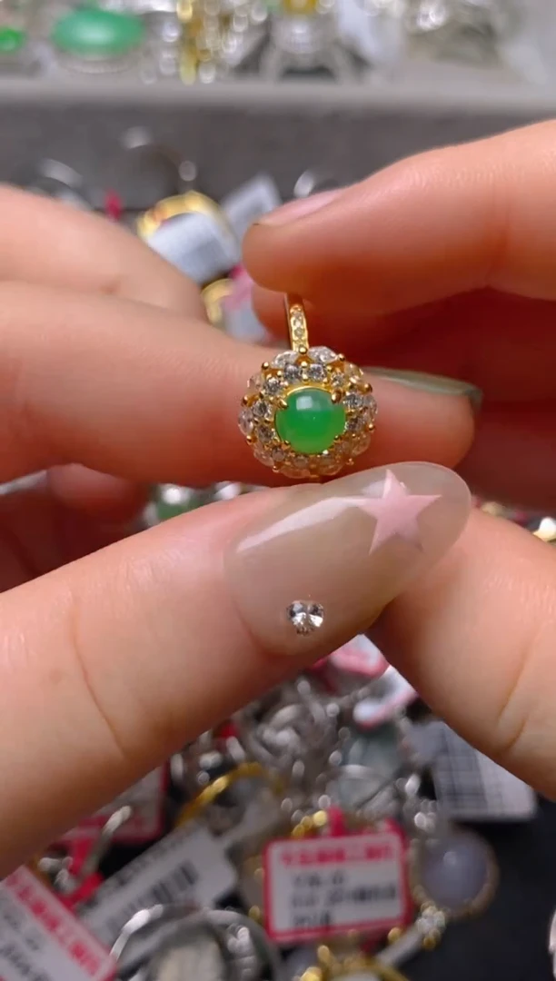 银S925镶嵌戒指翡翠百内无证书