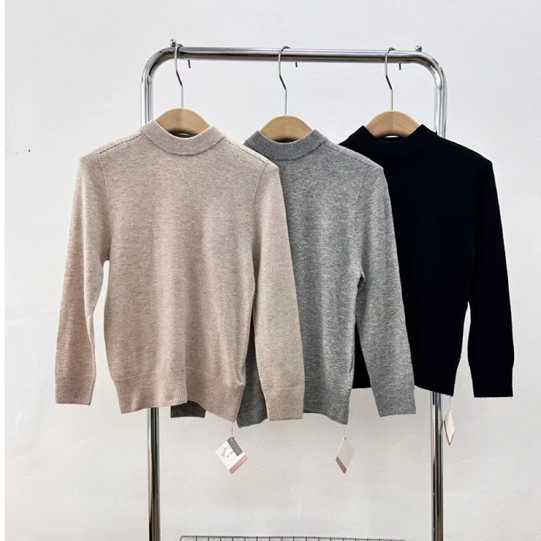 儿童纯色羊绒毛衣可亲子