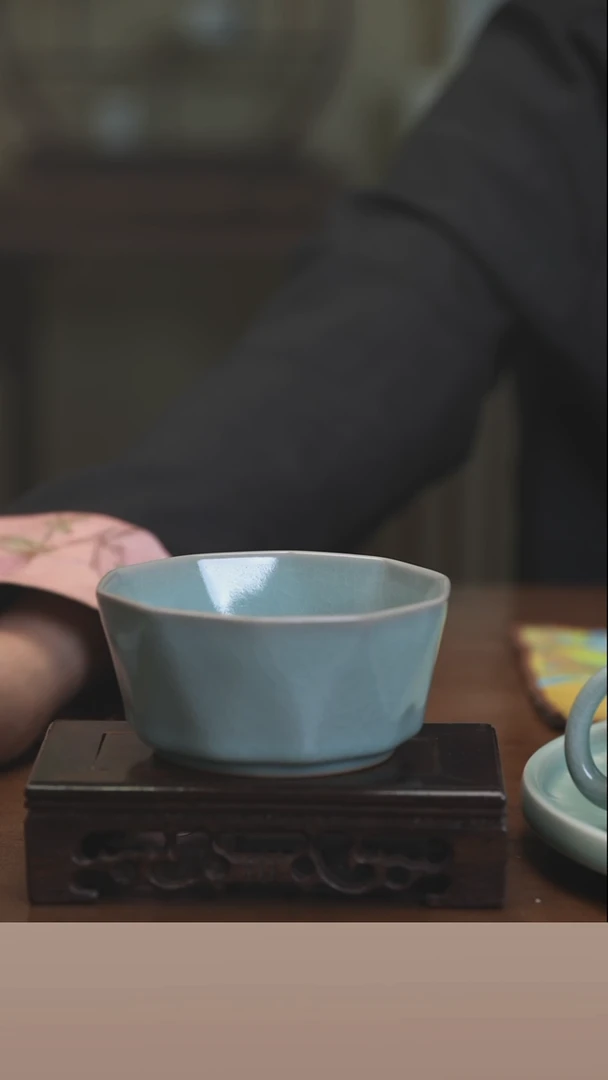 【闪购商品】清凉寺原产地仿古釉手工汝瓷钻石小碗