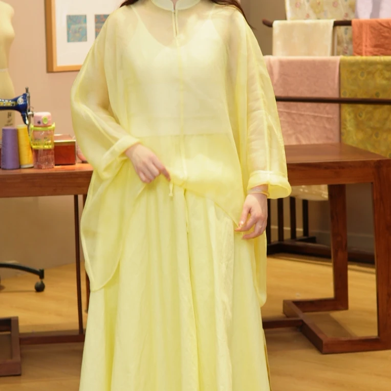 【抖音专属】新中式衬衣（25710042-黄白游）