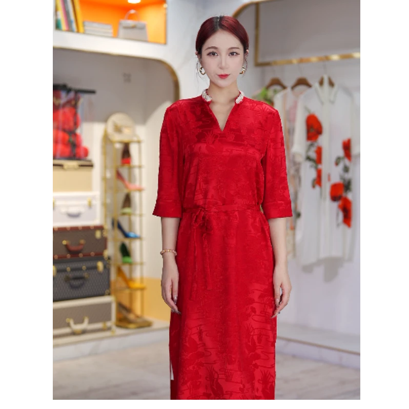 2025新款高端原创显瘦气质真丝连衣裙SL25144