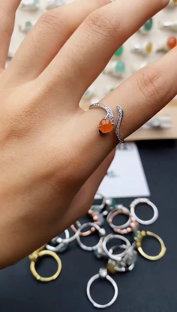 【闪购商品】翡翠戒指银S925镶嵌缅甸翡翠