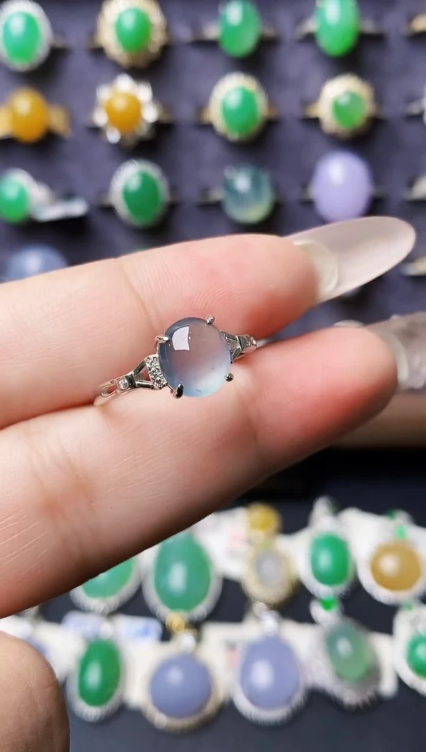 银S925镶嵌戒指翡翠3007