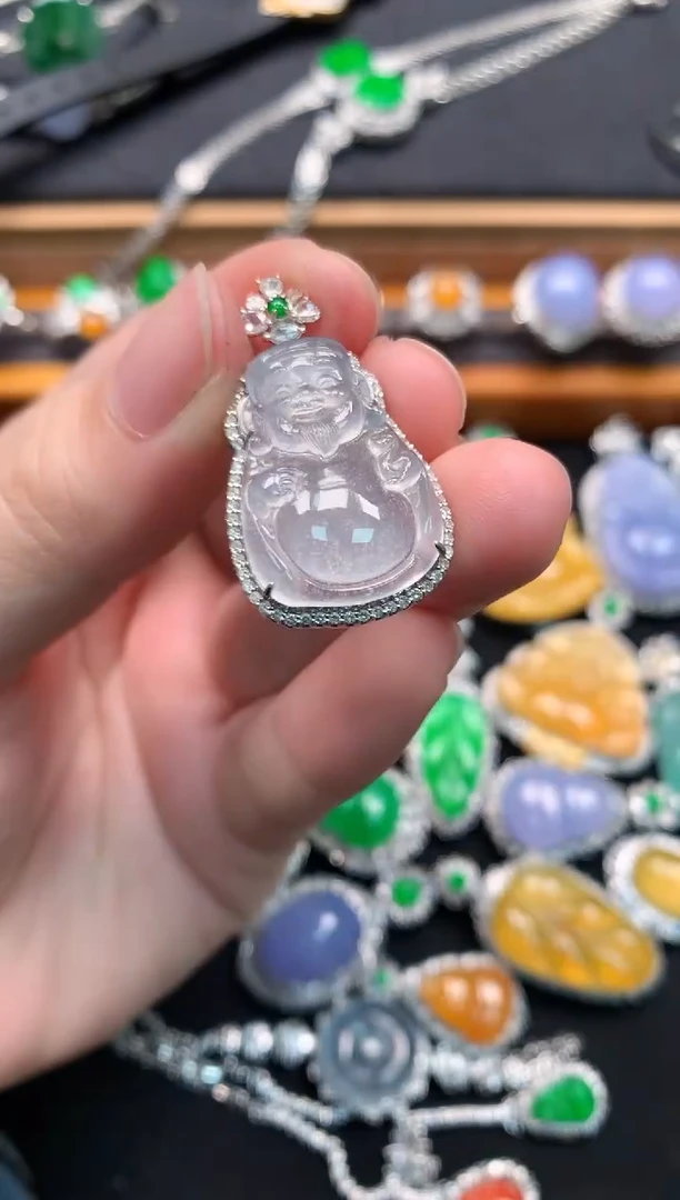 翡翠18K金镶嵌吊坠(不含链)翡翠