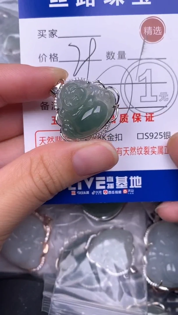 翡翠银S925镶嵌颈饰挂件