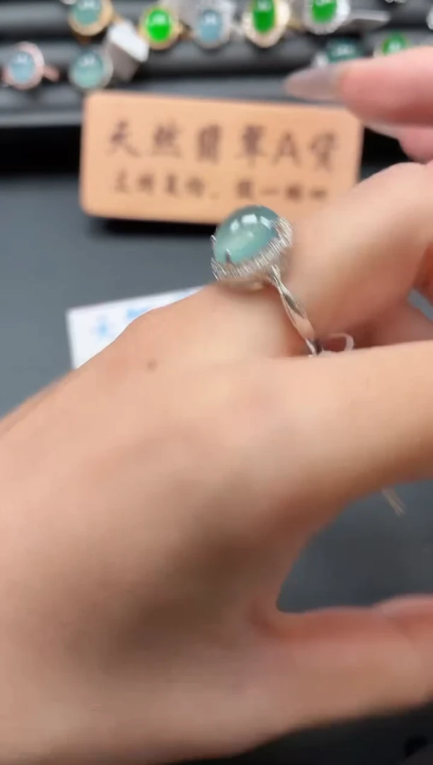 银S925镶嵌戒指翡翠111