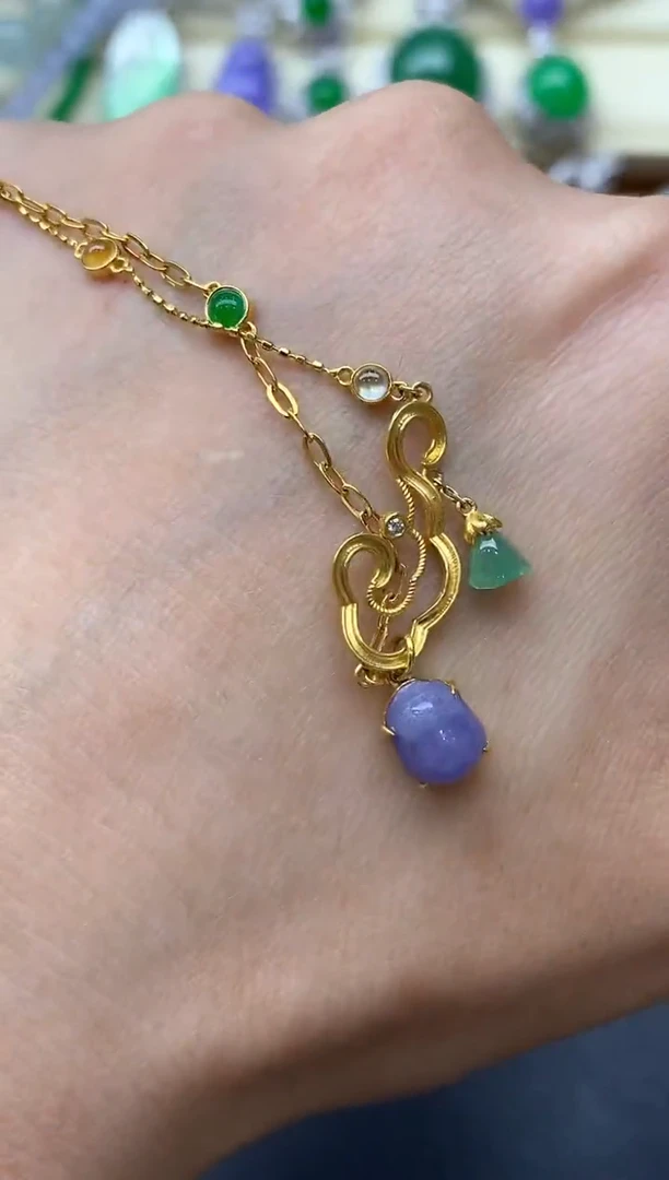 颈饰18K金镶嵌翡翠623-中国好珍宝